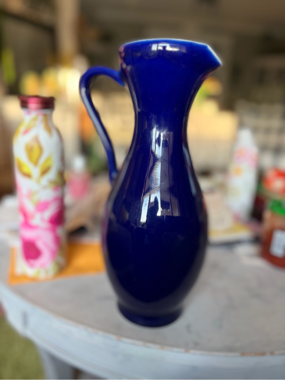 Source Unknown Cobalt Blue Ceramic Pitcher